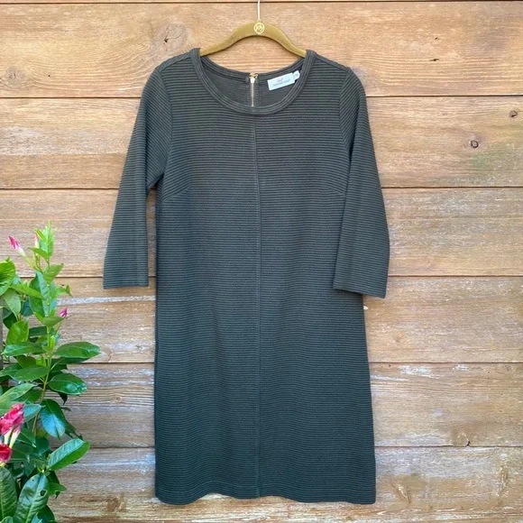 Vineyard Vines | Dresses | Vineyard Vines Army Green Ribbed Shift Dress  With 34 Sleeves | Poshmark